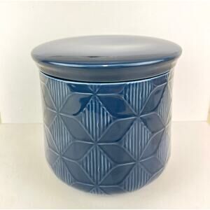 Crate and Barrel Blue Zane Canister with Rubber Seal Lid